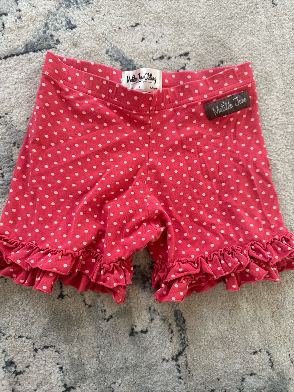 Matilda Jane Coral Pink Polka Dot Ruffle Shorts